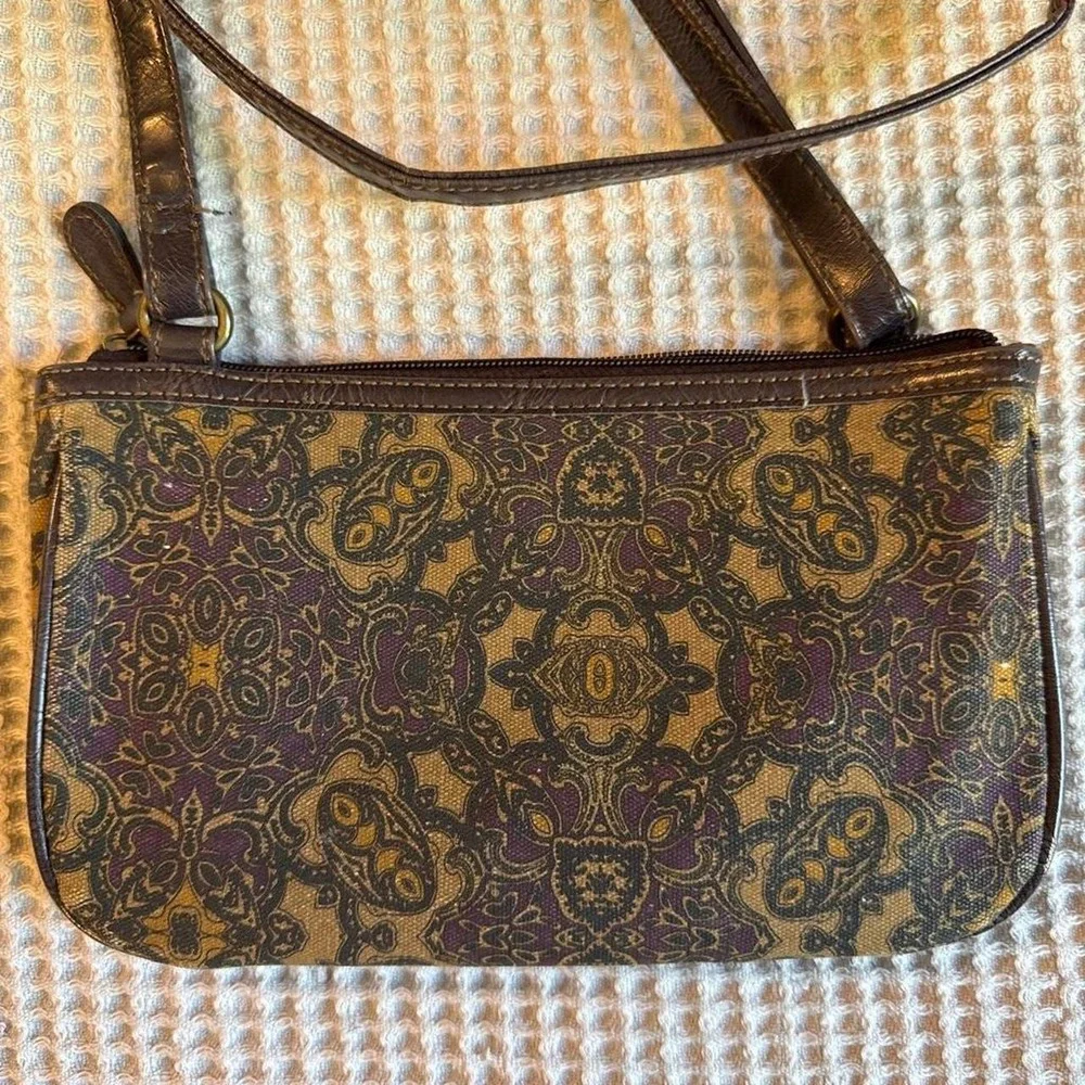 Vintage Jaclyn Smith Paisley Canvas Crossbody Bag Purse Earthy Boho Y2K